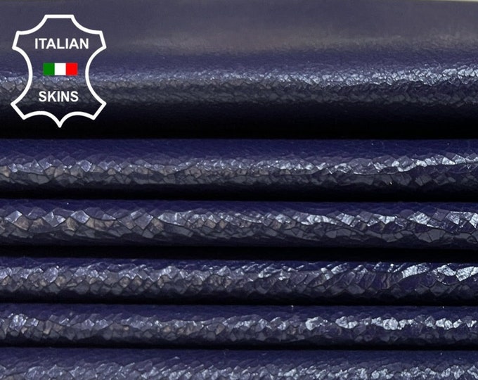 DARK BLUE CRACKED Crackled Thin Soft Italian Lambskin Lamb Sheep Leather pack 2 hides skins total 16sqf 0.6mm #B5694