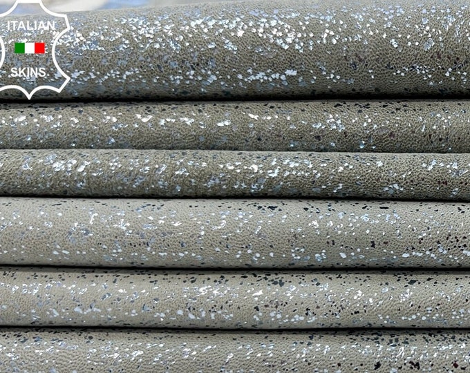 LIGHT BLUE Glitters On Suede STRETCH Soft Italian Lambskin Lamb Sheep Leather pack 2 hides skins total 11+sqf 0.7mm #B9892