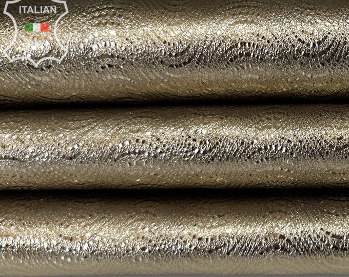 METALLIC PEWTER Reptile Print On Italian Goatskin Goat Leather hide hides skin skins 4+sqf 0.9mm #B7658