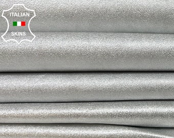 Delivered Duty paid - METALLIC SILVER Soft Italian Lambskin Lamb Sheep Leather pack 2 skins total 11sqf 0.8mm #B4298