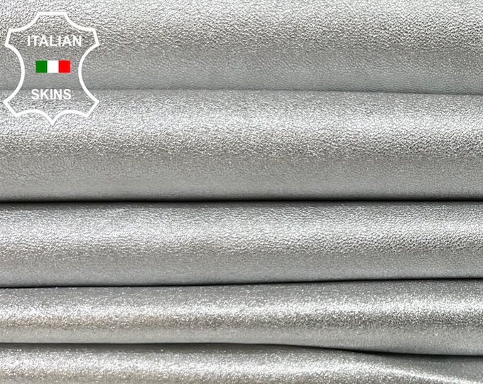 METALLIC SILVER Soft Italian Lambskin Lamb Sheep Leather pack 2 hides skins total 11sqf 0.8mm #B4298