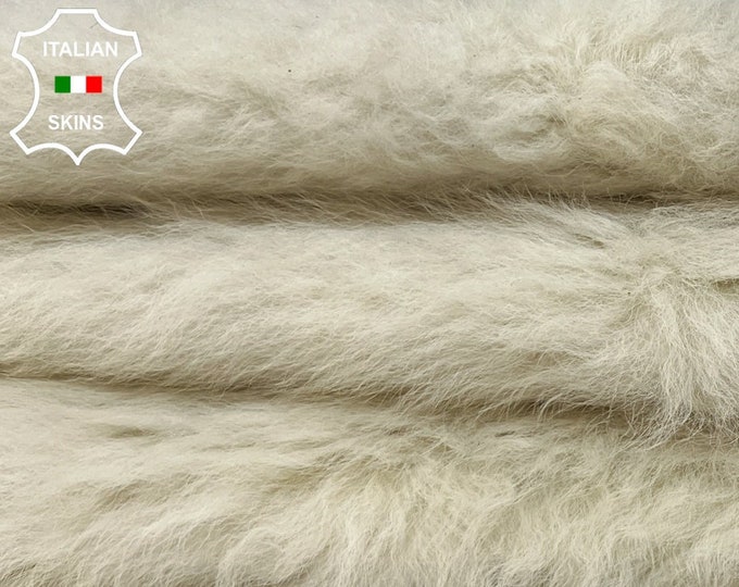 OFF WHITE VANILLA Hair On Soft sheepskin shearling fur hairy sheep Italian leather hide hides skin skins 15"x31"  #B8629