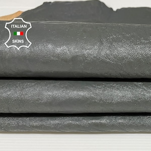 PATENT GREY crinkle crispy rough on thick vegetable tan Italian Lambskin Lamb Sheep leather skin hide skins hides 8sqf 1.4mm  #A7775