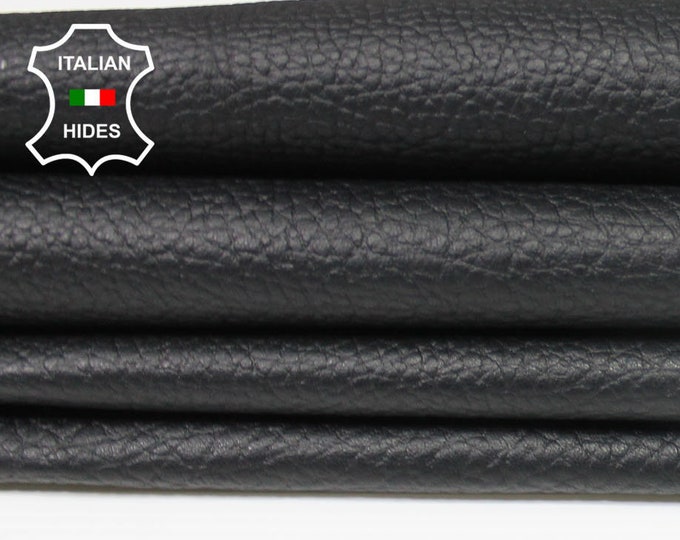 BLACK PEBBLE GRAINY grain textured Italian genuine Lambskin Lamb Sheep Leather skins hides 0.5mm to 1.2mm