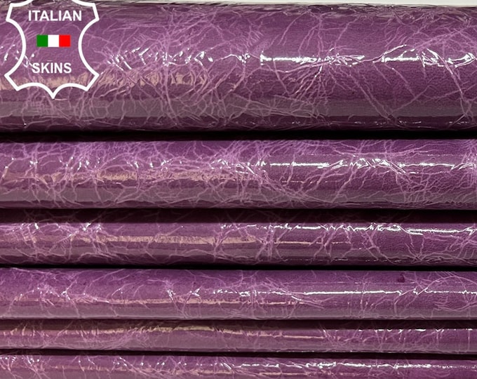 MAUVE PURPLE PATENT Crinkled Shiny 2 Tones Thick Strong Italian Goatskin Goat Leather pack 2 hides skins total 12sqf 1.1mm #B3191