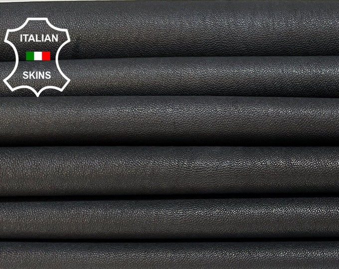 CHARCOAL BLACK MATTE Stretch Soft Italian Lambskin Lamb Sheep Leather pack 6 hides skins total 25sqf 0.7mm #B6523