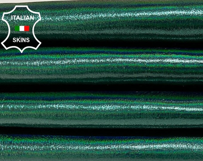 METALLIC GREEN Coated Italian Goatskin Goat leather pack 2 hides skins total 6+sqf 0.8mm #B6273