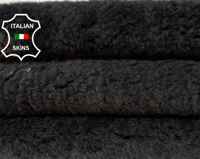 ANTIQUED BLACK Hair On sheepskin shearling fur hairy sheep Italian leather skin skins hide hides 19"x21"   #B3962