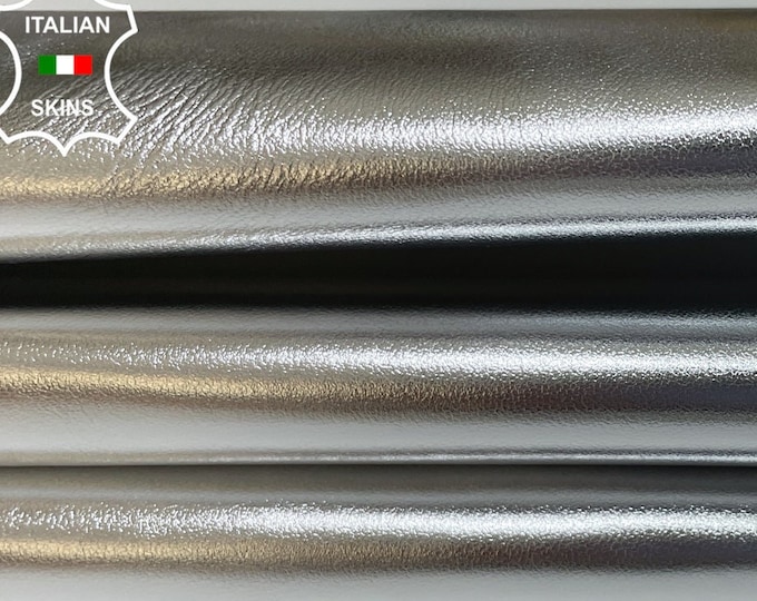 METALLIC SILVER Top Quality smooth Italian genuine Metis Lambskin Lamb Sheep wholesale leather skins shoes Bags Bookbinding 0.5mm to 1.0 mm