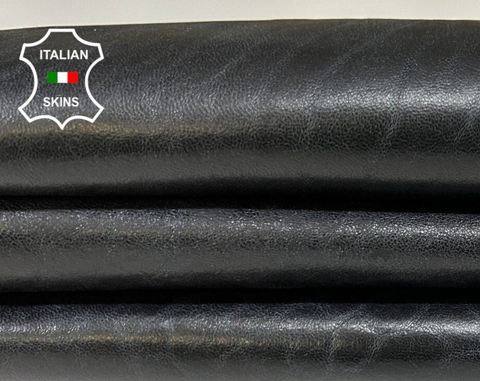 BLACK SHINY VEGETABLE Tan Thick Soft Italian Lambskin Lamb Sheep Leather hide hides skin skins 6sqf 1.4mm #B9277