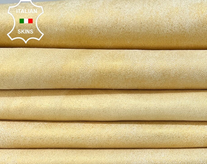 GOLD PEARLIZED DISTRESSED Vintage Look Soft Italian Goatskin Goat leather pack 2 hides skins total 9+sqf 0.7mm #B9132