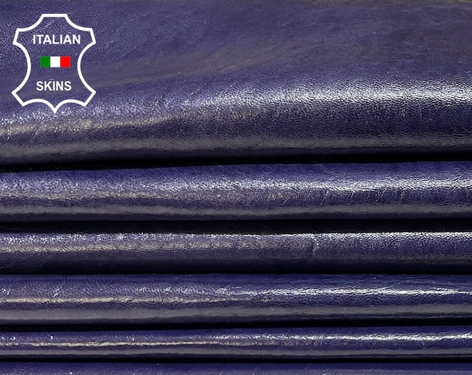 PURPLE SHINY VEGETABLE Tan Crinkle Soft Italian Lambskin Lamb Sheep Leather pack 2 hides skins total 14sqf 0.9mm #B8893