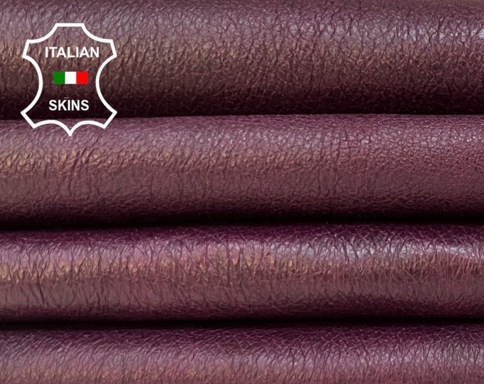 PURPLE PLUM CRINKLED Antiqued Vegetable Tan Soft Italian Lambskin Lamb Sheep Leather pack 2 hides skins total 12+sqf 0.9mm #B4932