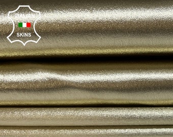 METALLIC LIGHT Gold Thin Soft Italian STRETCH Lambskin Lamb Sheep Leather pack 2 hides skins total 8sqf 0.6mm #B3522
