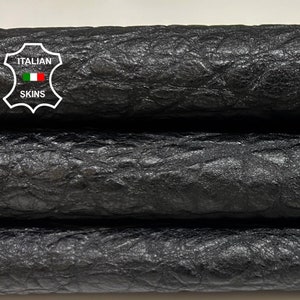 BLACK BUBBLY COATED Backed With Wool Thick Italian Lambskin Lamb Sheep Leather pack 2 hides skins total 9sqf 1.5mm #B4719