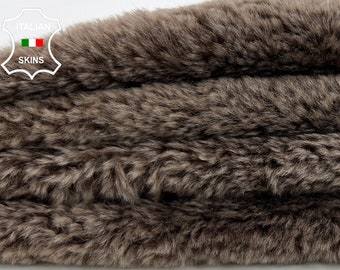 OLIVE BROWN DISTRESSED Hair On Soft sheepskin Lamb shearling fur hairy sheep Italian leather hide hides skin skins 20"x33"  #C636