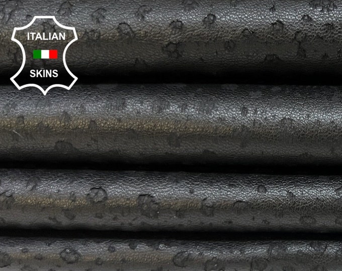 BLACK TEXTURED Soft Italian Lambskin Lamb Sheep Leather hide hides skin skins 5sqf 0.7mm #B4068