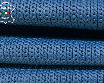 BLUE CHAIN Textured Embossed Print On Thick Italian Goatskin Goat Leather hide hides skin skins 7+sqf 1.2mm #B8830