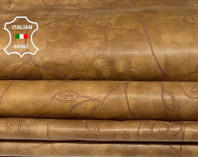 BROWN FOGGY TEXTURED Thin soft Italian Lambskin Lamb Sheep leather hides pack 4 skins total 25sqf 0.4mm #A9950