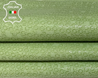 SHIMMER CHAINS PRINT On Light Green Italian Goatskin Goat Leather skin 3-4sqf 0.8mm #B2286