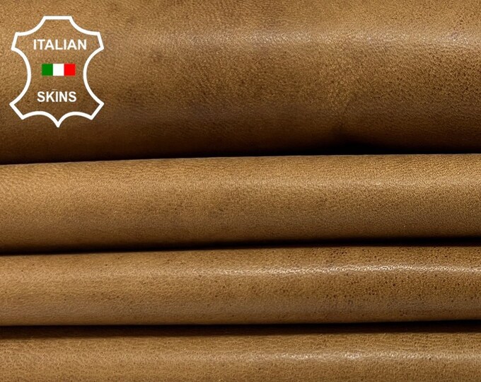 BROWN VEGETABLE TAN Italian Lambskin Lamb Sheep Leather pack 2 hides skins total 12sqf 0.7mm #B6206