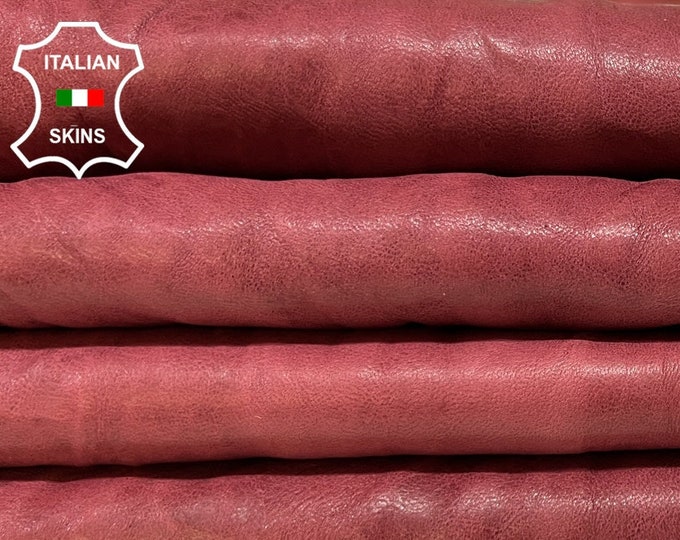 WINE RED WRINKLED Vegetable Tanned Soft Italian Lambskin Lamb Sheep Leather pack 3 hides skins total 16sqf 0.9mm #B6222