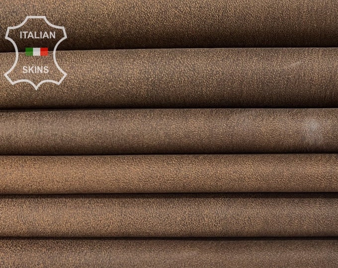 BROWN VINTAGE Look Thin Soft Italian STRETCH Lambskin Lamb Sheep Leather pack 2 hides skins total 12sqf 0.6mm #B7403