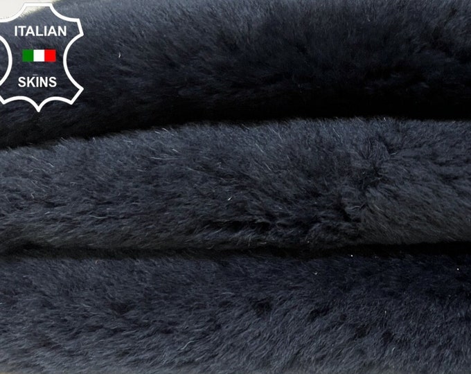 MIDNIGHT DARK BLUE Hair On sheepskin shearling fur hairy sheep Italian leather skin skins hide hides 20"x27"  #B3959