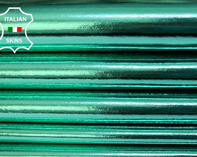 METALLIC AQUAMARINE Soft Italian Lambskin Lamb Sheep Leather pack 2 hides skins total 12+sqf 0.8mm #B6648