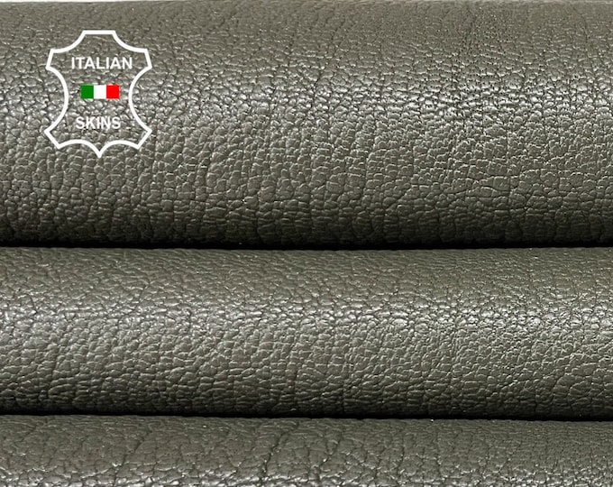 ARMY PETROL GREEN rough vegetable tan thick Italian goatskin goat leather skin skins hide hides 7+sqf 1.6mm #A8450