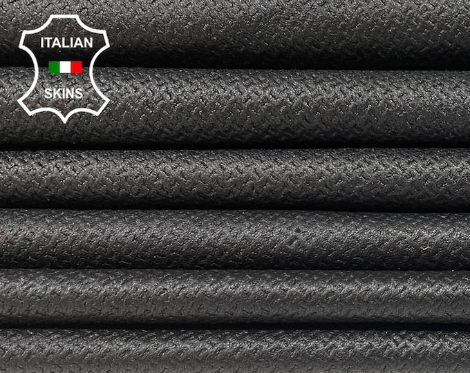 BLACK TEXTURED EMBOSSED Soft Italian Lambskin Lamb Sheep Leather hides pack 4 skins total 20sqf 0.6mm #B1189
