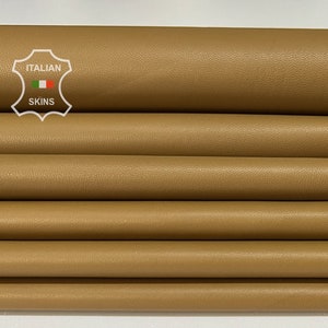 CAMEL BROWN Soft Italian Lambskin Lamb Sheep Leather pack 2 hides skins total 12sqf 0.7mm #B8281