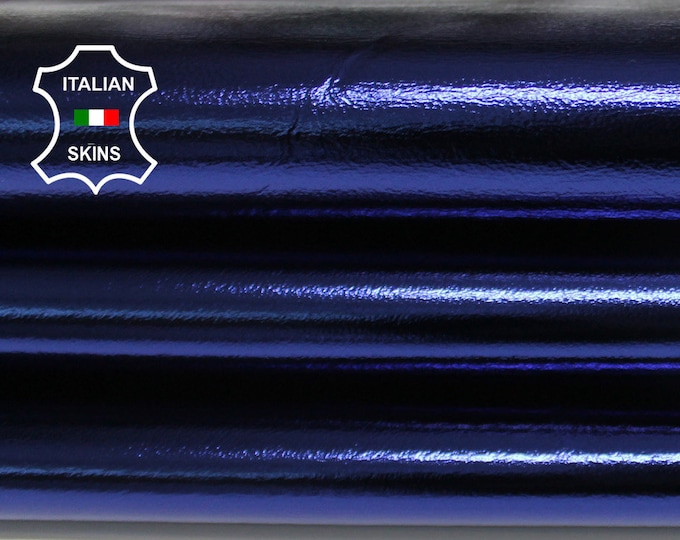 METALLIC OCEAN BLUE deep blue Italian Lambskin Lamb Sheep leather material for sewing crafts skin skins 6-8sqf 0.8mm #Carr3