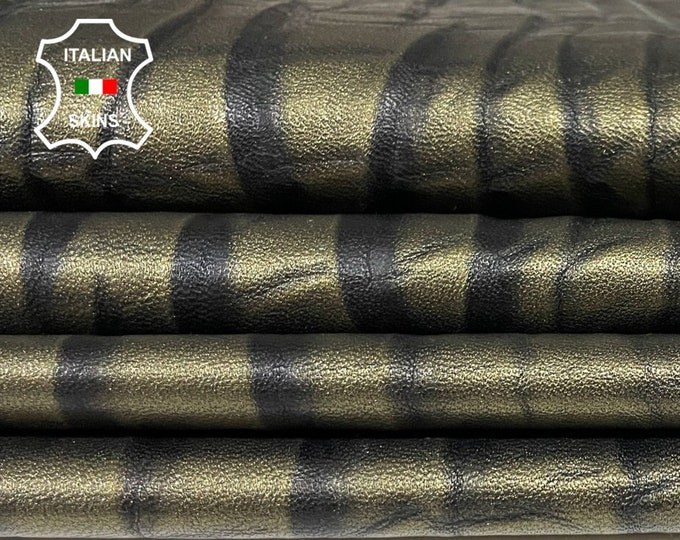 METALLIC BRONZE TEXTURED Antiqued soft Italian Lambskin Lamb Sheep leather hide hides skin pack 3 skins total 25sqf 0.6-0.7mm #A9298