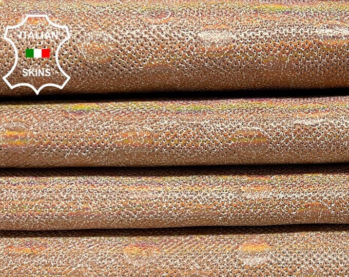 METALLIC ROSE GOLD 3D Circles Embossed Vintage Look Thick Strong Italian Goatskin Goat leather pack 2 hides skins total 7sqf 1.1mm #B5962