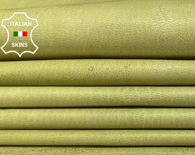 PISTACHIO GREEN NAKED Vegetable Tan Thin Soft Italian Goatskin Goat Leather pack 3 hides skins total 15sqf 0.5mm #B6473