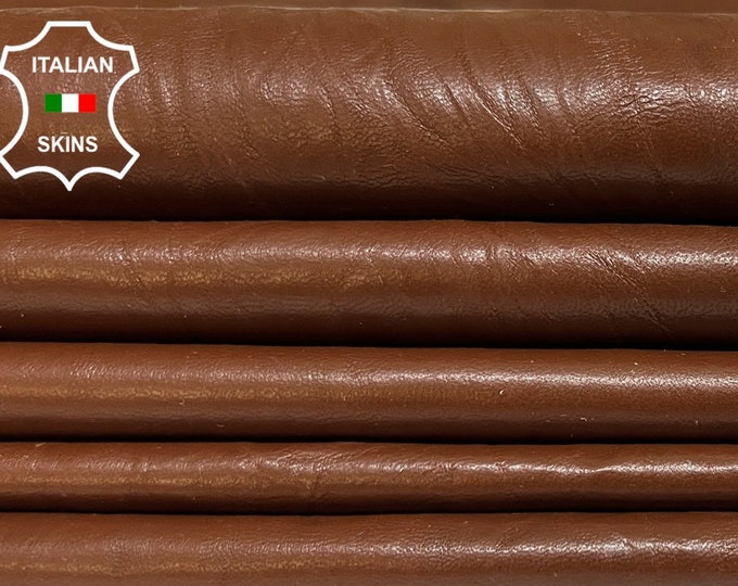 BRIC BROWN CRINKLED Thin Soft Italian Lambskin Lamb Sheep Leather pack 2 hides skins total 12sqf 0.5mm #B6443