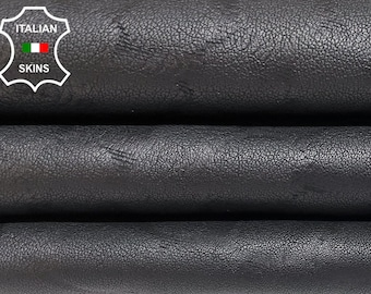 ANTHRACITE BLACK CIRCLES Print On Soft Italian Lambskin Lamb Leather skin 5-7sqf 0.9mm #B2768