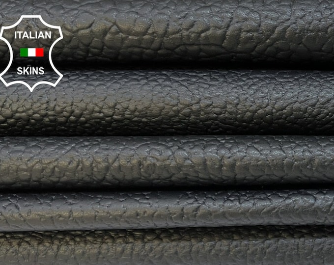 BLACK GRAINY TEXTURED Italian Goatskin Goat Leather pack 2 hides skins total 18+sqf 0.7mm #B4092