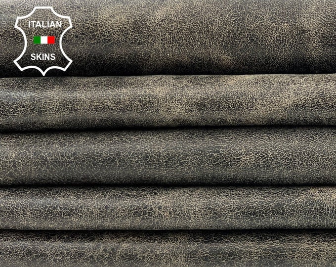 BROWN USED VINTAGE Look Antiqued Italian Goatskin Goat Leather pack 2 hides skins total 12+sqf 1.0mm #C547