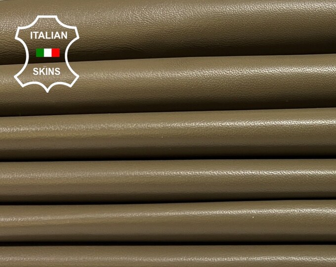 KHAKI OLIVE BROWN Italian Lambskin Lamb Sheep Leather pack 7 hides skins total 42sqf 0.7mm #B4115