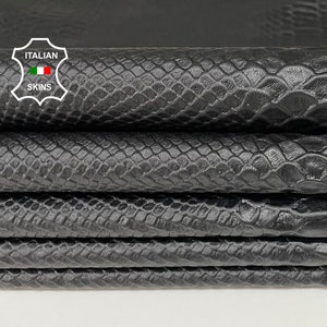 BLACK SNAKE EMBOSSED printed textured on soft Italian Lambskin Lamb Sheep leather pack 2 skins total 11+sqf 0.8mm #A8776