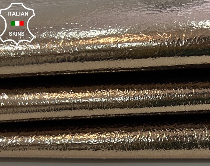 METALLIC SMOG PEWTER Crinkle Backed With Sponge Thick Italian Lambskin Lamb Sheep Leather hide hides skin skins 7+sqf 1.8mm #C378