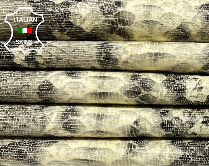 GRAY SNAKE PRINT On Ivory Soft Italian Goatskin Goat Leather pack 2 hides skins total 11sqf 1.0mm #B5820