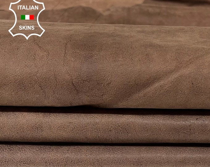 BROWN VINTAGE LOOK Vegetable Tan soft Italian Lambskin Lamb Sheep Leather hide hides skin skins 9sqf 0.7mm #B99