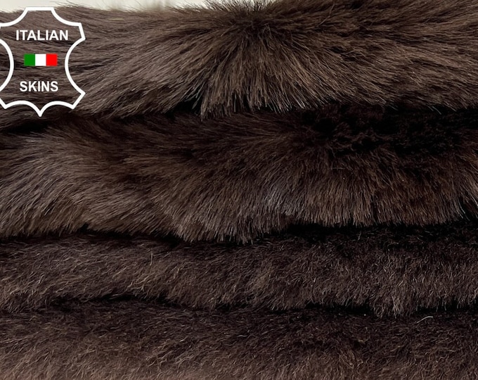 DARK BROWN Hair On Soft sheepskin shearling fur hairy sheep Italian leather pack 2 hides skins total 27"x31"  #B6739