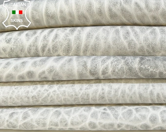 DIRTY DISTRESSED WHITE Bubbly Grainy Vintage Look Thick Soft Italian Lambskin Lamb Sheep Leather pack 2 hides skin total 10+sqf 1.3mm #B9461