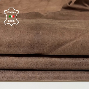 BROWN VINTAGE LOOK Vegetable Tan soft Italian Lambskin Lamb Sheep Leather hide hides skin skins 9sqf 0.7mm #B99