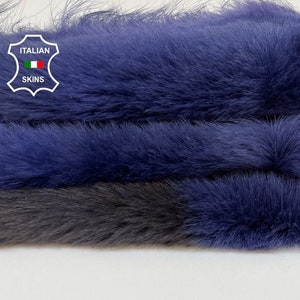 BLUE DISTRESSED sheepskin shearling fur hairy sheep one side usable Italian leather skin hide 19&quot;x23&quot; #A9224