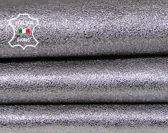 CRISPY METALLIC SILVER Crackle cracked crackled crack Chrome Italian Goatskin Goat leather 2 skins total 6+sqf 1.2-1.3mm #A6277